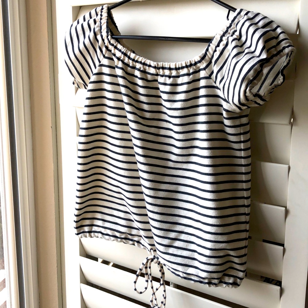 Madewell striped top with tie at the waist, small